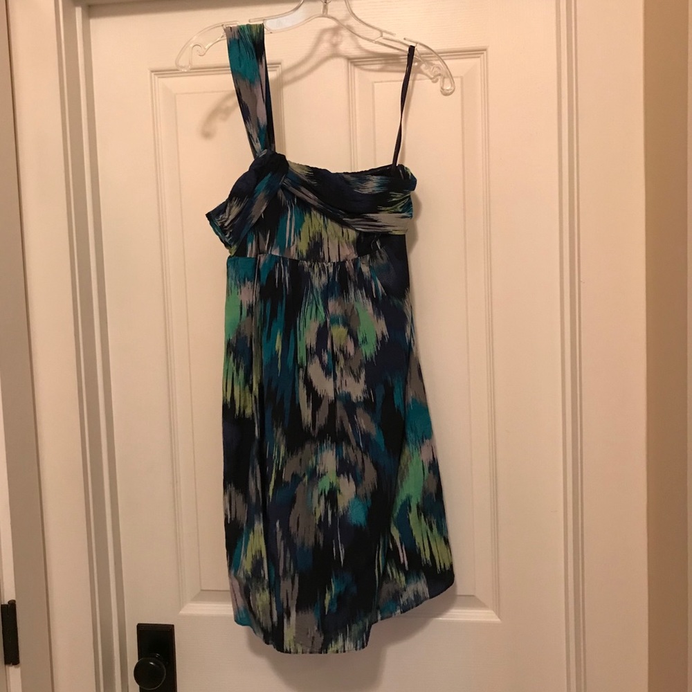 Blue and green one shoulder LOFT dress